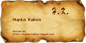 Hupka Kabos névjegykártya